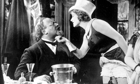 Emil Jannings as Professor Rath and Marlene Dietrich as Lola Lola in The Blue Angel (1930).
